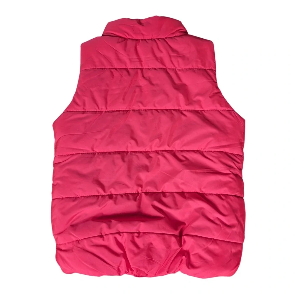 Puma Kids Pink Quilted Puffer Vest Silver‎ Glitter Logo Full Zip Mock Neck 87819